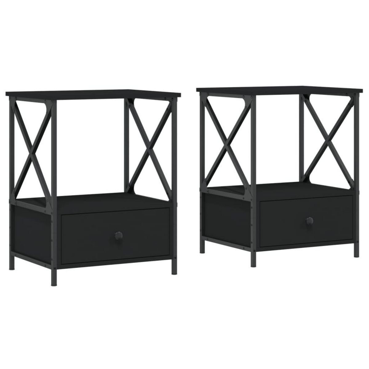 VIDAXL Tables de chevet 2 pcs noir 50x41x65 cm bois d'ingenierie