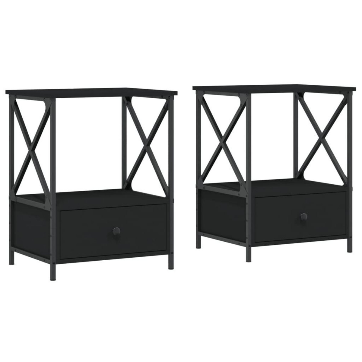 VIDAXL Tables de chevet 2 pcs noir 50x41x65 cm bois d'ingenierie