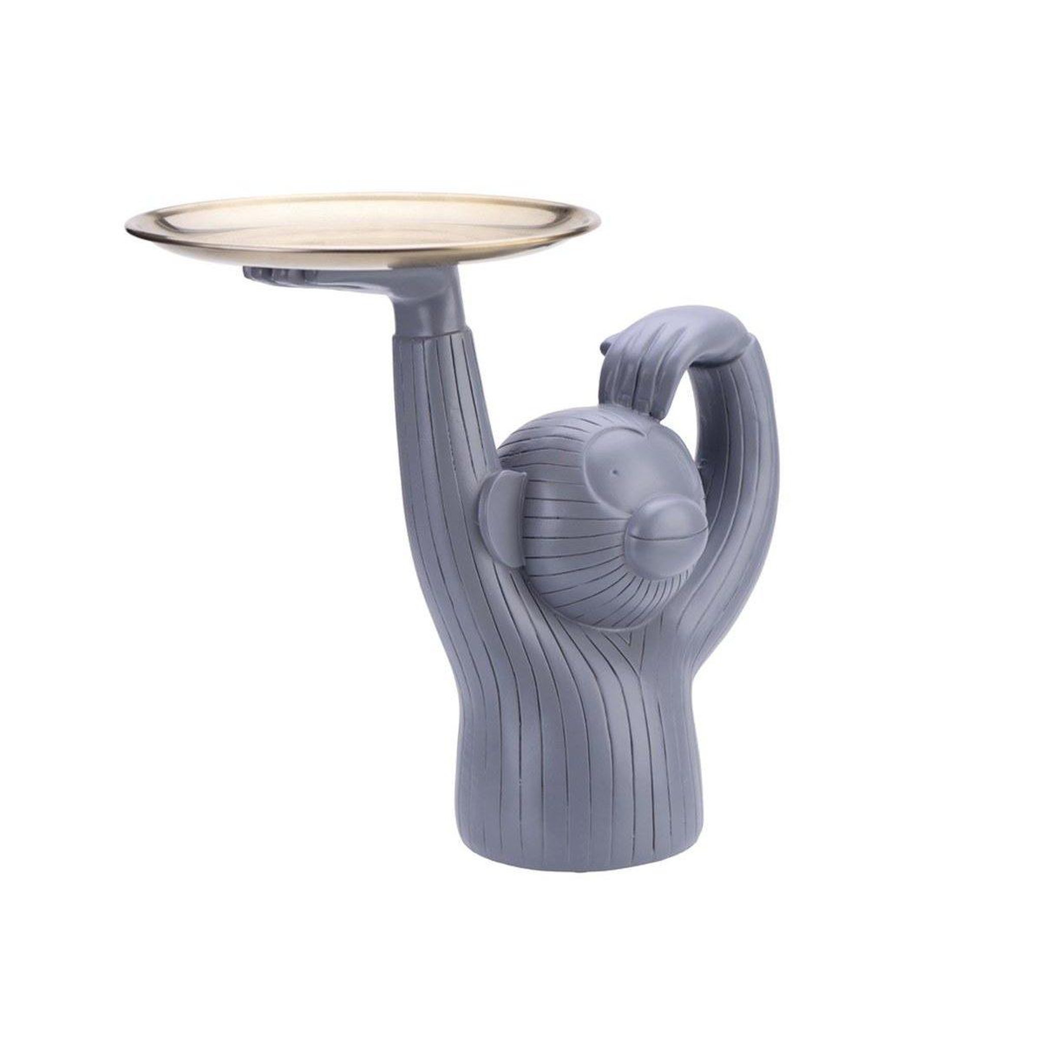 Voir la diapositive 3 : 1001JOUETS Statuette en résine en forme de singe avec plateau - Objet décoratif moderne et pratique - Grise