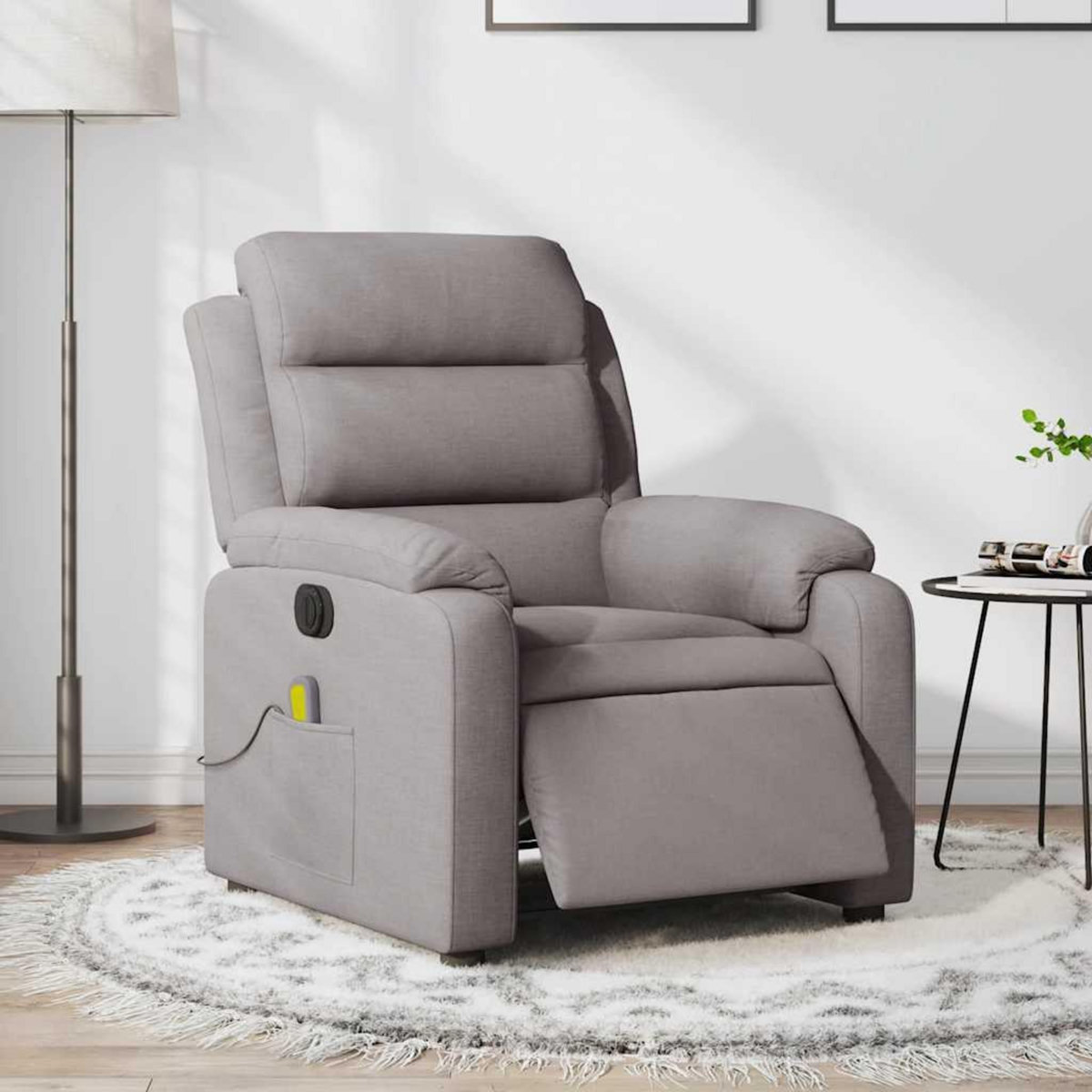 VIDAXL Fauteuil de massage inclinable electrique Taupe Tissu