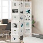 VIDAXL Cloison de separation 3 panneaux blanc bois de paulownia massif