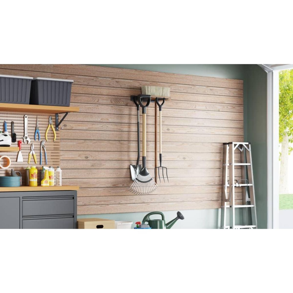 VIDAXL Support mural pour outils de jardin noir acier