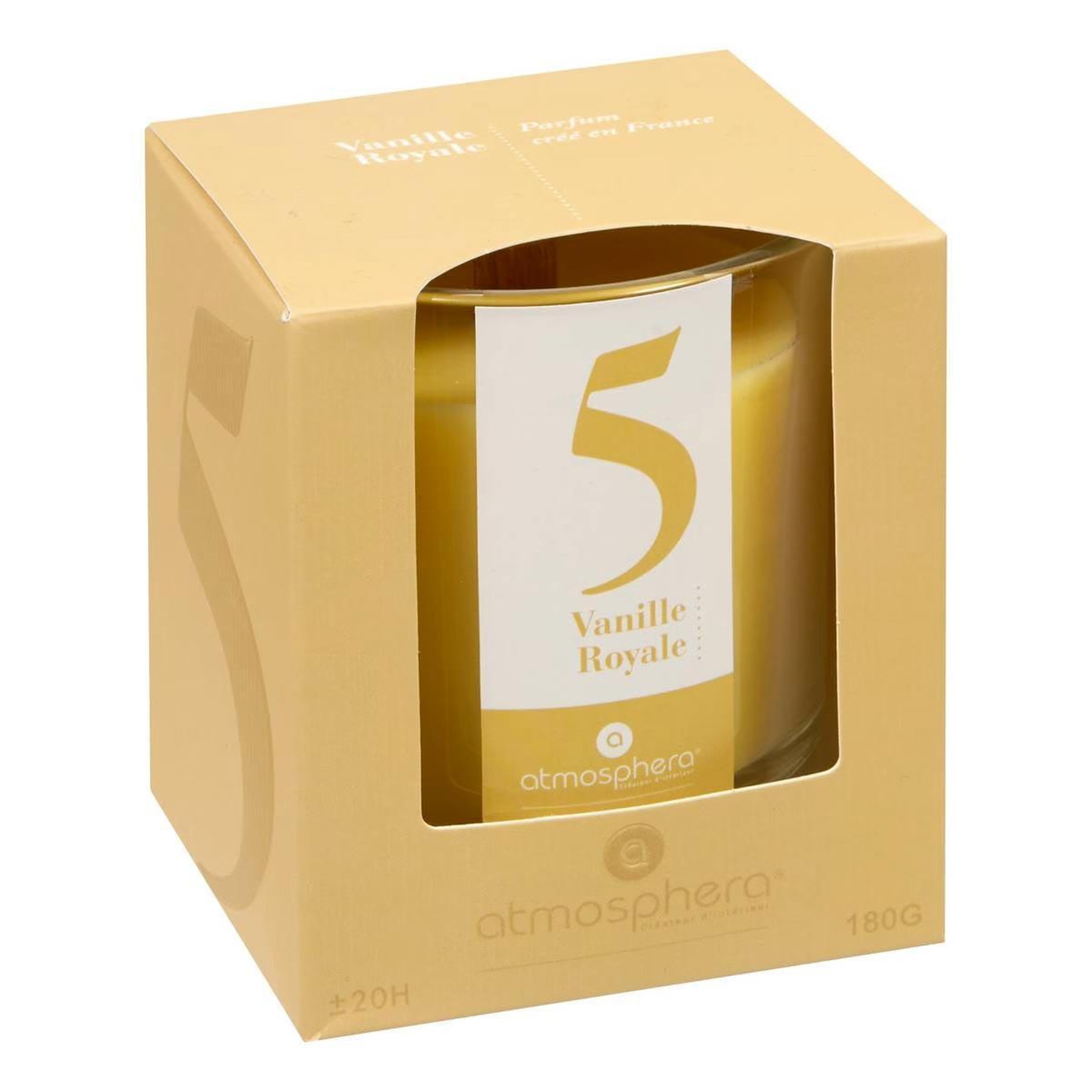 Voir la diapositive 2 : ATMOSPHERA Bougie parfumée en verre  numia  180g vanille royale