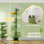 Voir la diapositive 4 : PAWHUT Arbre à chat cactus du sol au plafond - H. réglable 230-275 cm - 6 niv. équipement multiple - vert