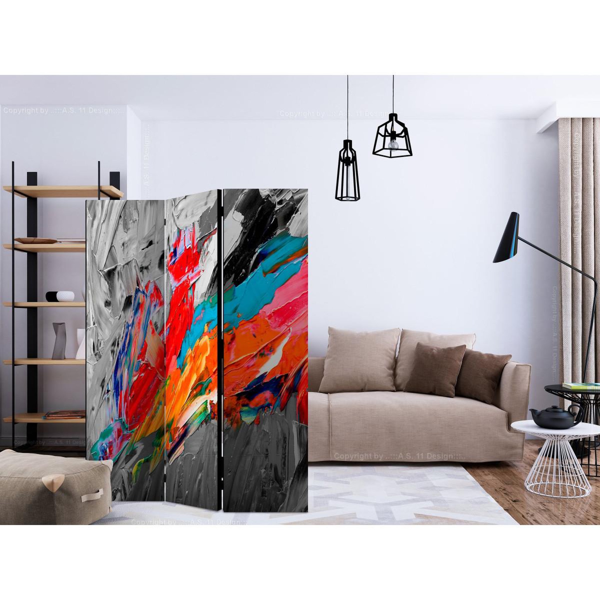 Voir la diapositive 2 : Paris Prix Paravent 3 volets  fiery bird  135x172cm