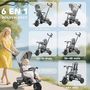 Voir la diapositive 2 : HOMCOM Tricycle évolutif pliable réglable 6 en 1 gris