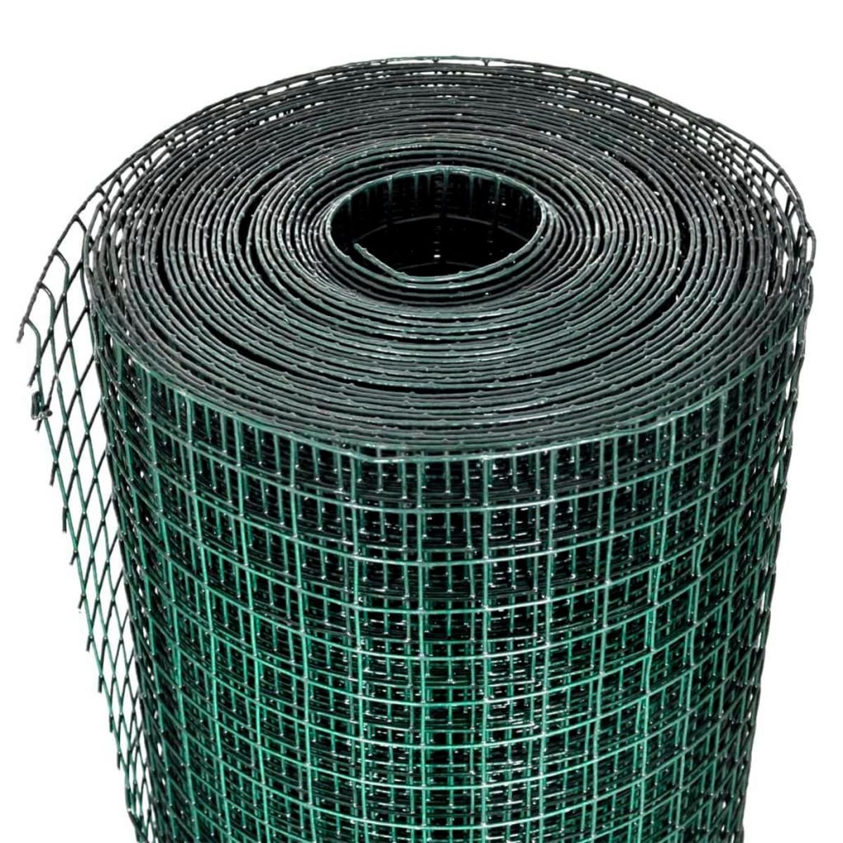 VIDAXL Grillage Acier galvanise et revetement en PVC 25 x 1 m Vert