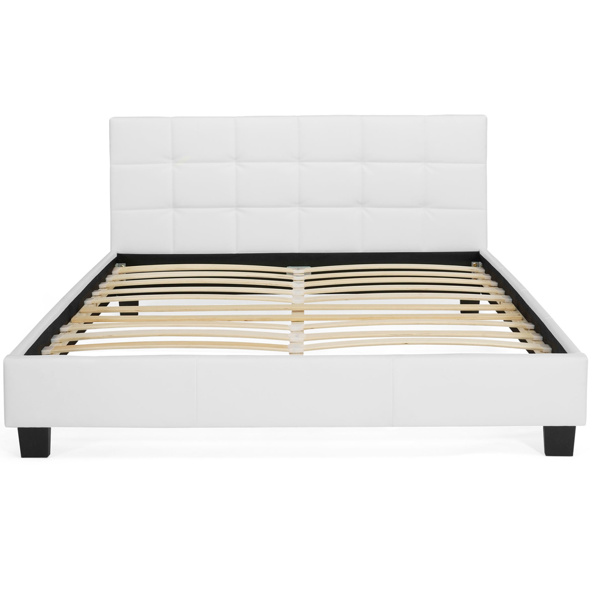 Voir la diapositive 3 : ID MARKET Lit double charlotte avec tête de lit et sommier 140 x 190 cm pvc blanc