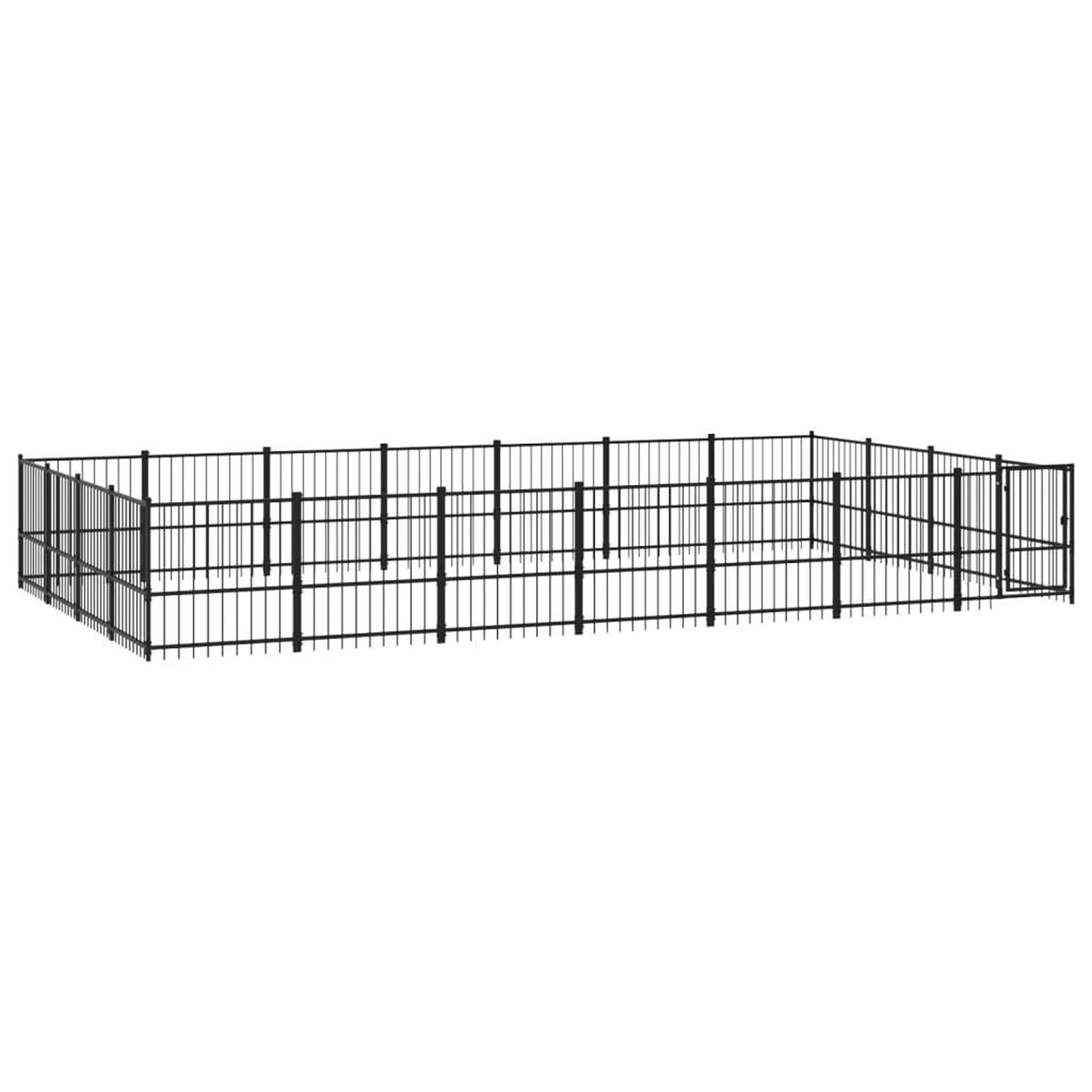 Voir la diapositive 2 : VIDAXL Chenil d'exterieur pour chiens Acier 26,35 m²
