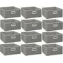 Voir la diapositive 1 : TOILINUX Lot de 12 Boites de rangement en tissu l.31 x h. 15 cm - Gris clair chiné