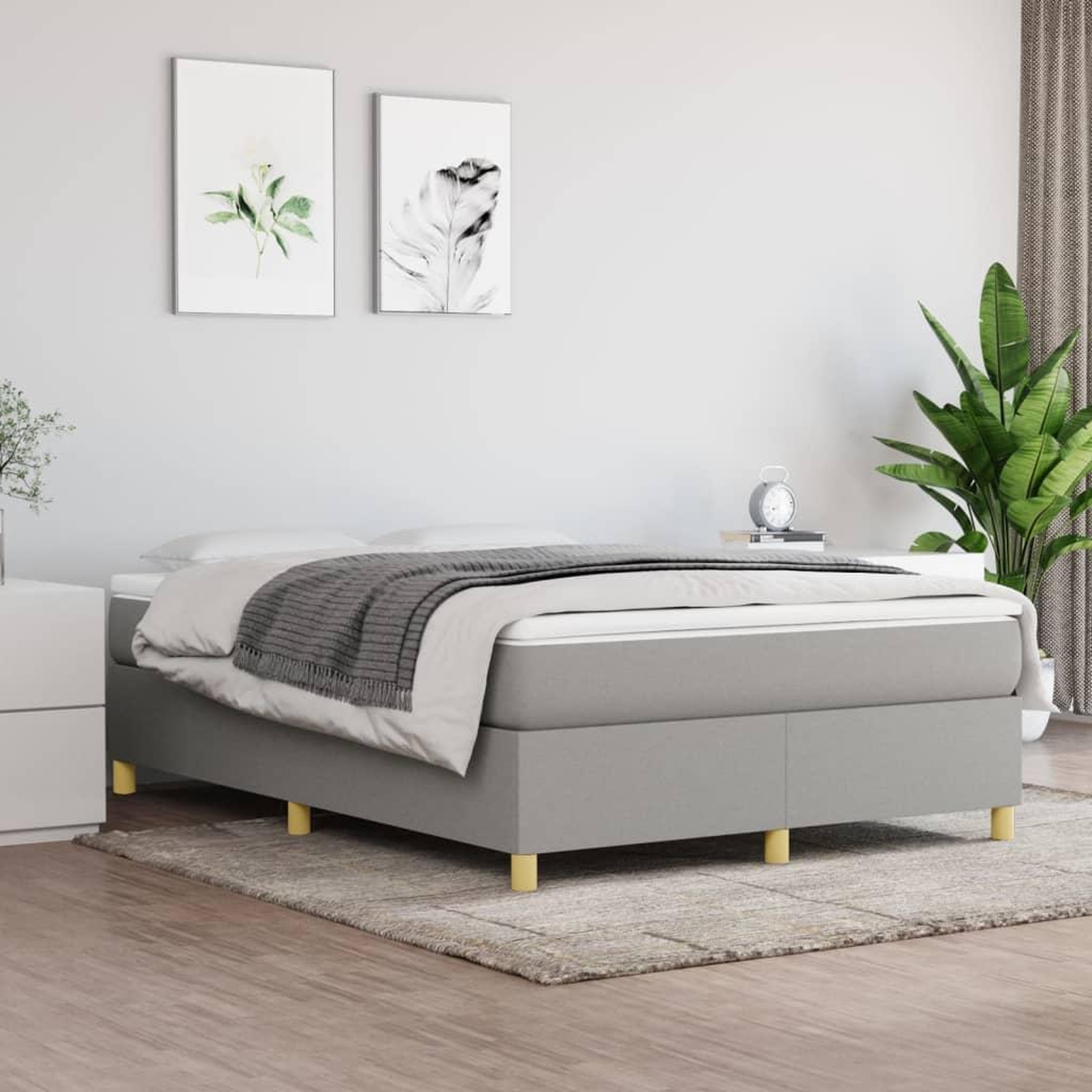 Voir la diapositive 1 : VIDAXL Cadre de lit sans matelas gris clair 140x200 cm tissu