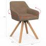 Voir la diapositive 5 : ID MARKET Lot de 2 chaises pivotantes de salle à manger, fauteuils de table JANY en velours côtelé taupe