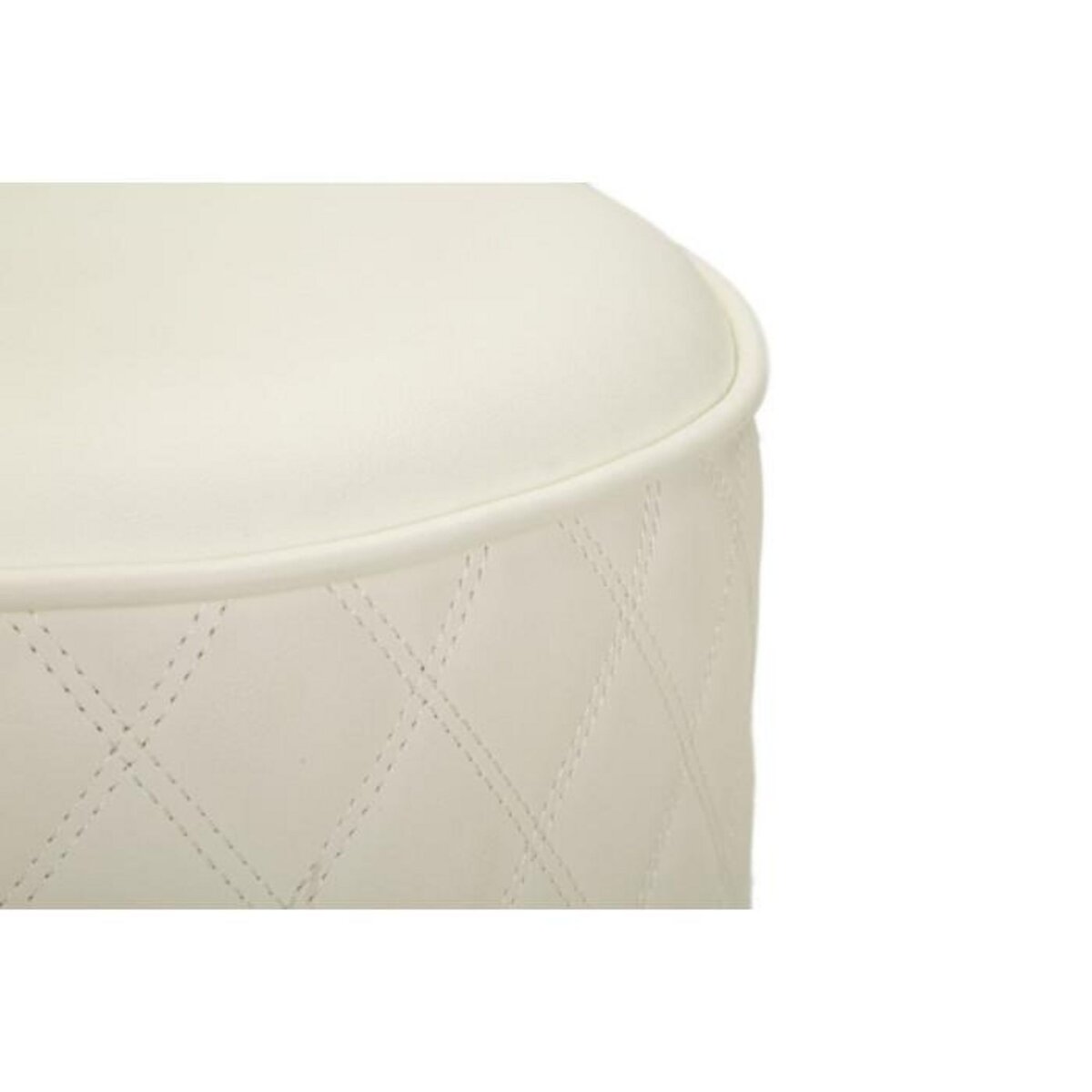 Paris Prix Pouf Matelassé  Sharon  38cm Blanc & Or
