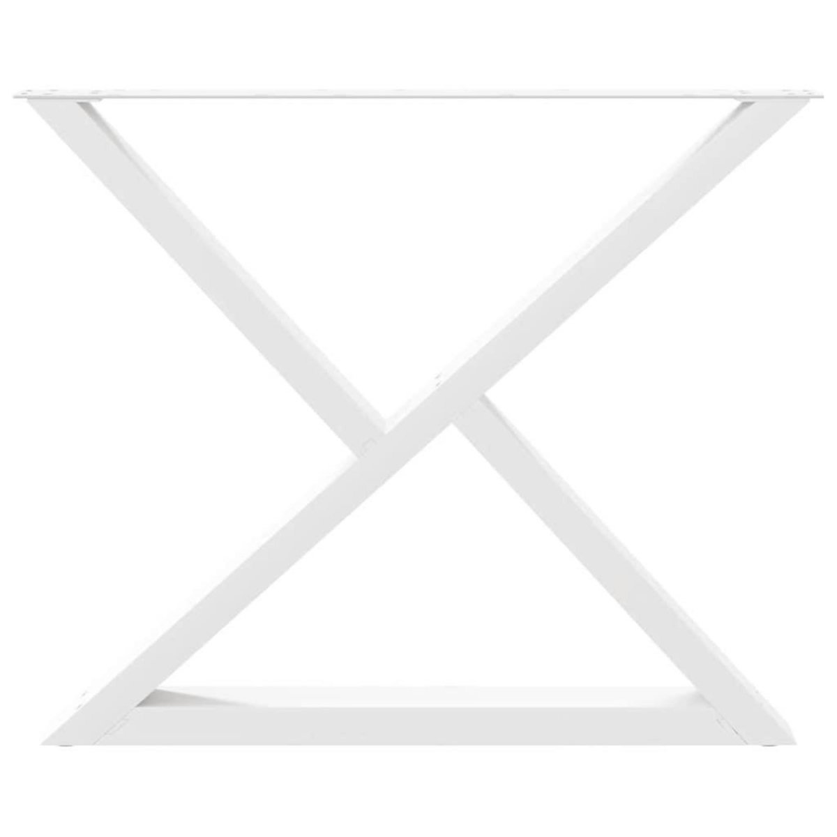 VIDAXL Pieds de table a manger 2 pcs blanc 90x(72-73,3) cm acier
