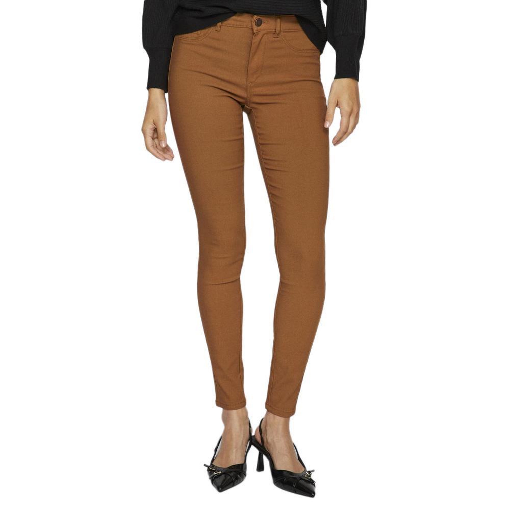 Voir la diapositive 1 : Vila Jean Slim Camel Femme Vila Eggy