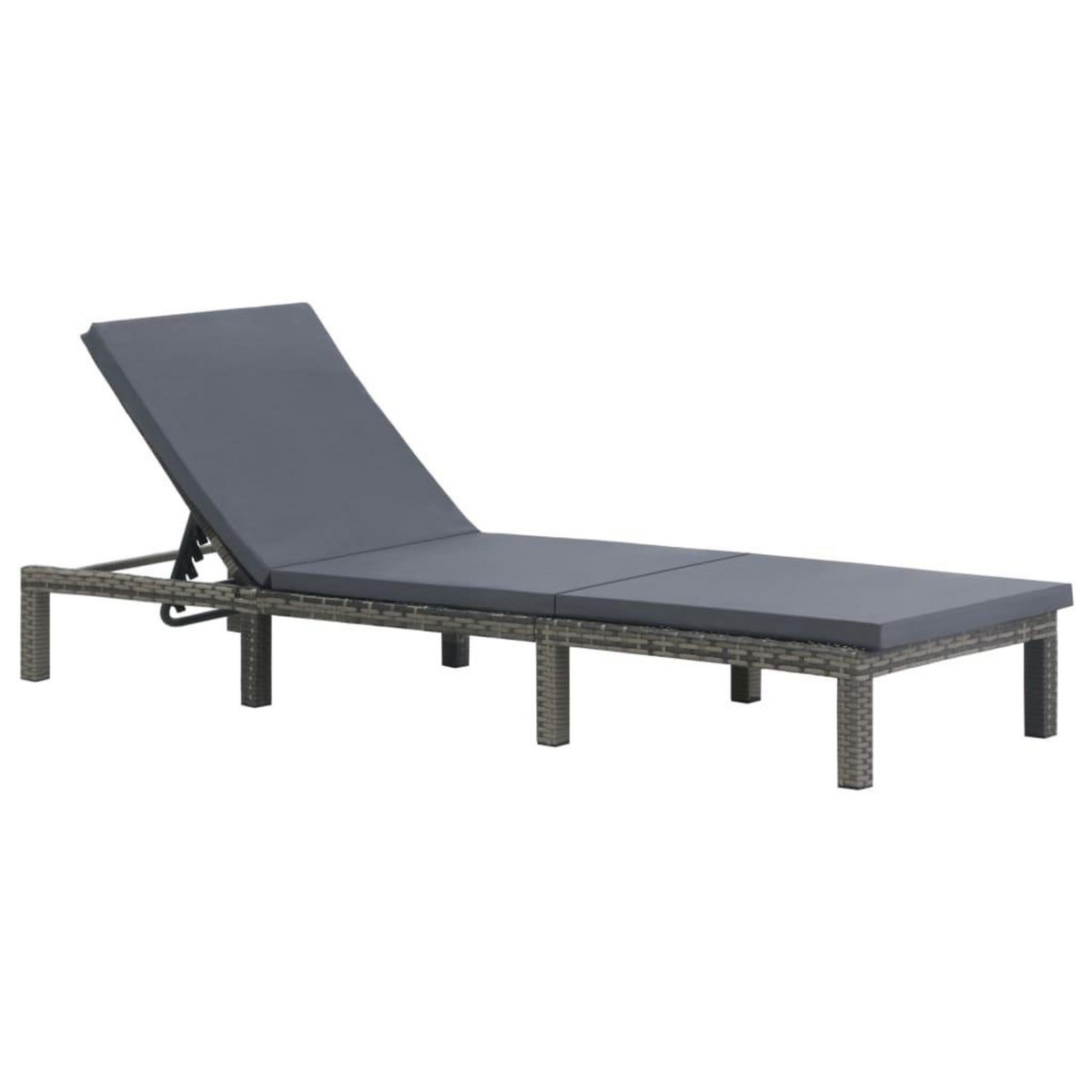 VIDAXL Chaise longue avec coussin Resine tressee Anthracite
