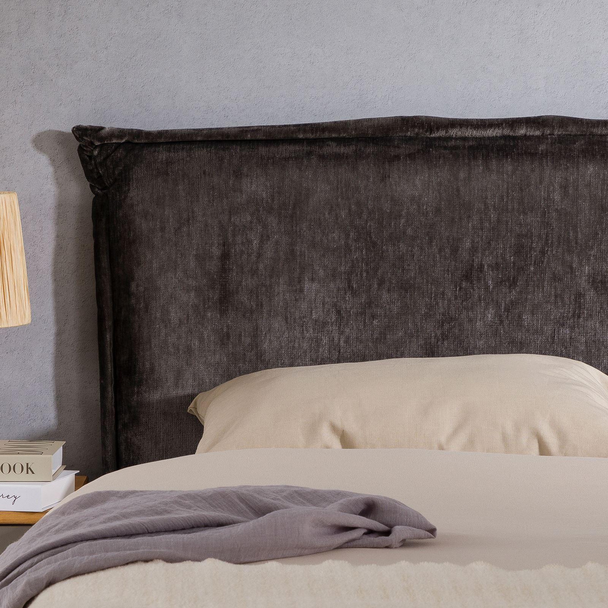 Voir la diapositive 5 : IDIMEX Tête de lit ovio 160 sur pieds, en tissu