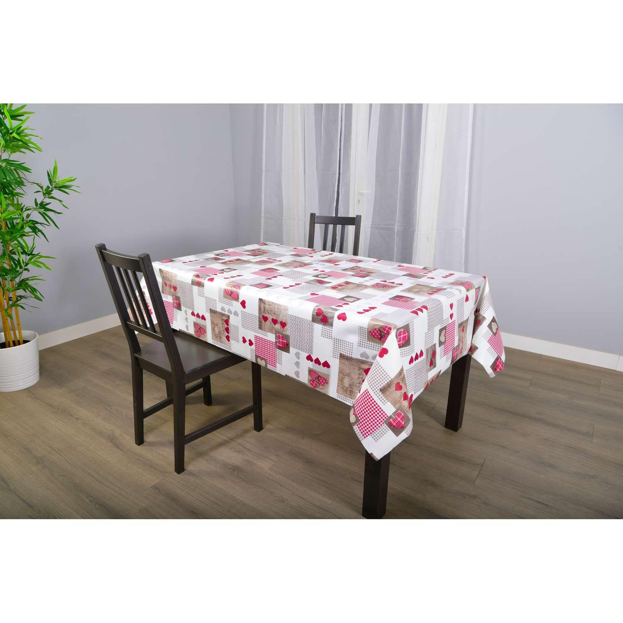 Voir la diapositive 2 : HABITABLE Nappe en toile cirée rectangulaire aspen - 140 x 200 cm - rouge