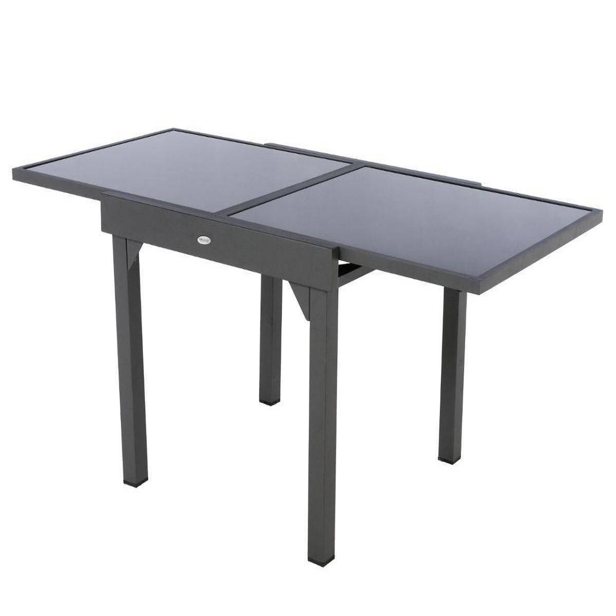 HESPERIDE Table extensible carrée en verre Piazza 4/8 places Gris anthracite - Hespéride