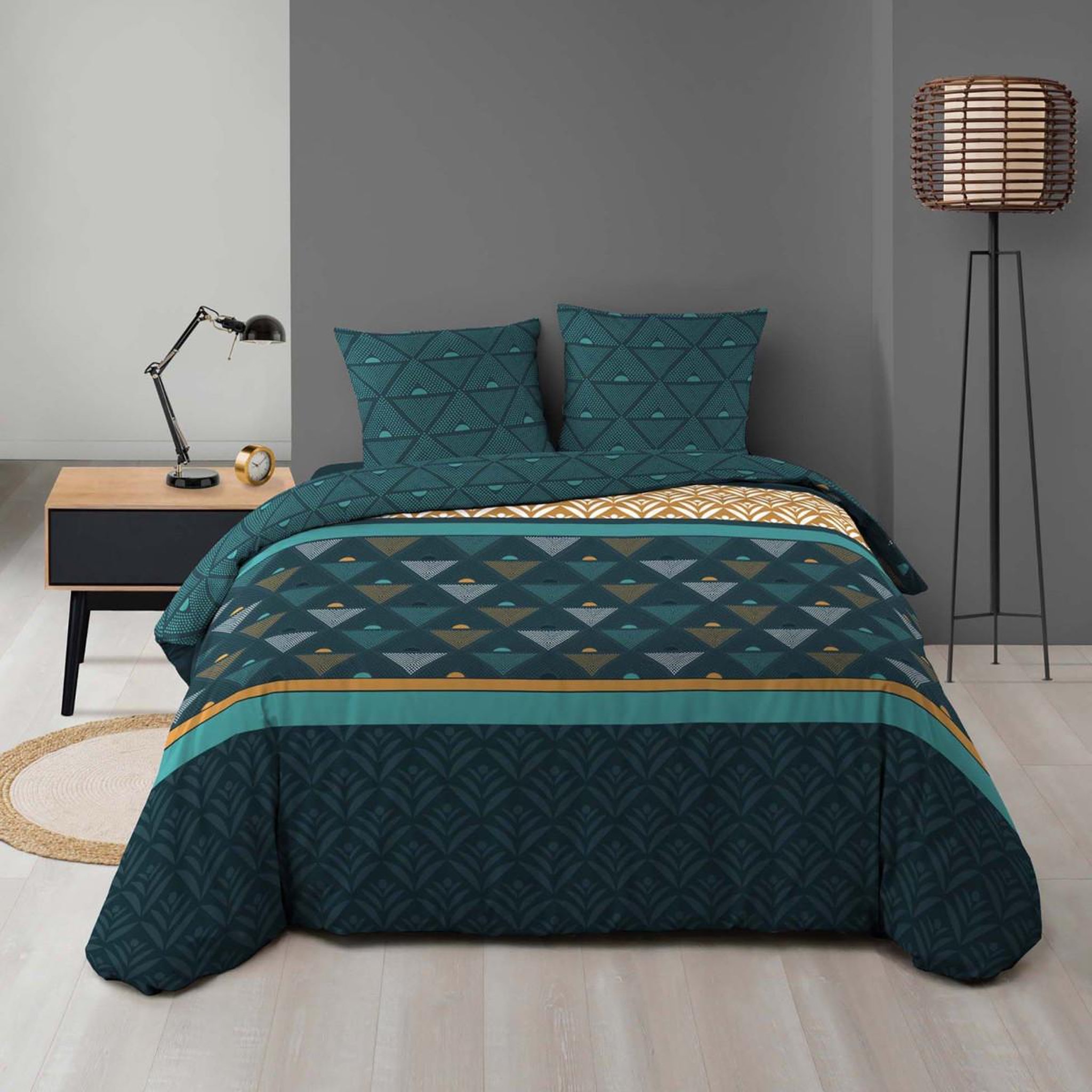 Douceur d'Intérieur Parure de lit 3 pièces  triade  240x220cm vert