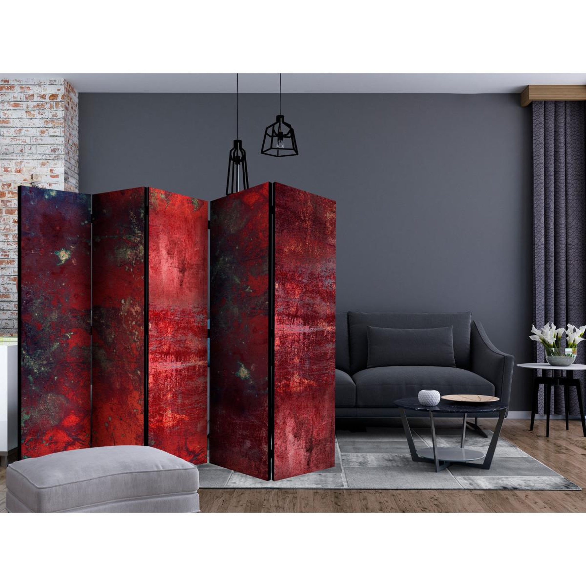 Voir la diapositive 2 : Paris Prix Paravent 5 volets  red concrete  172x225cm