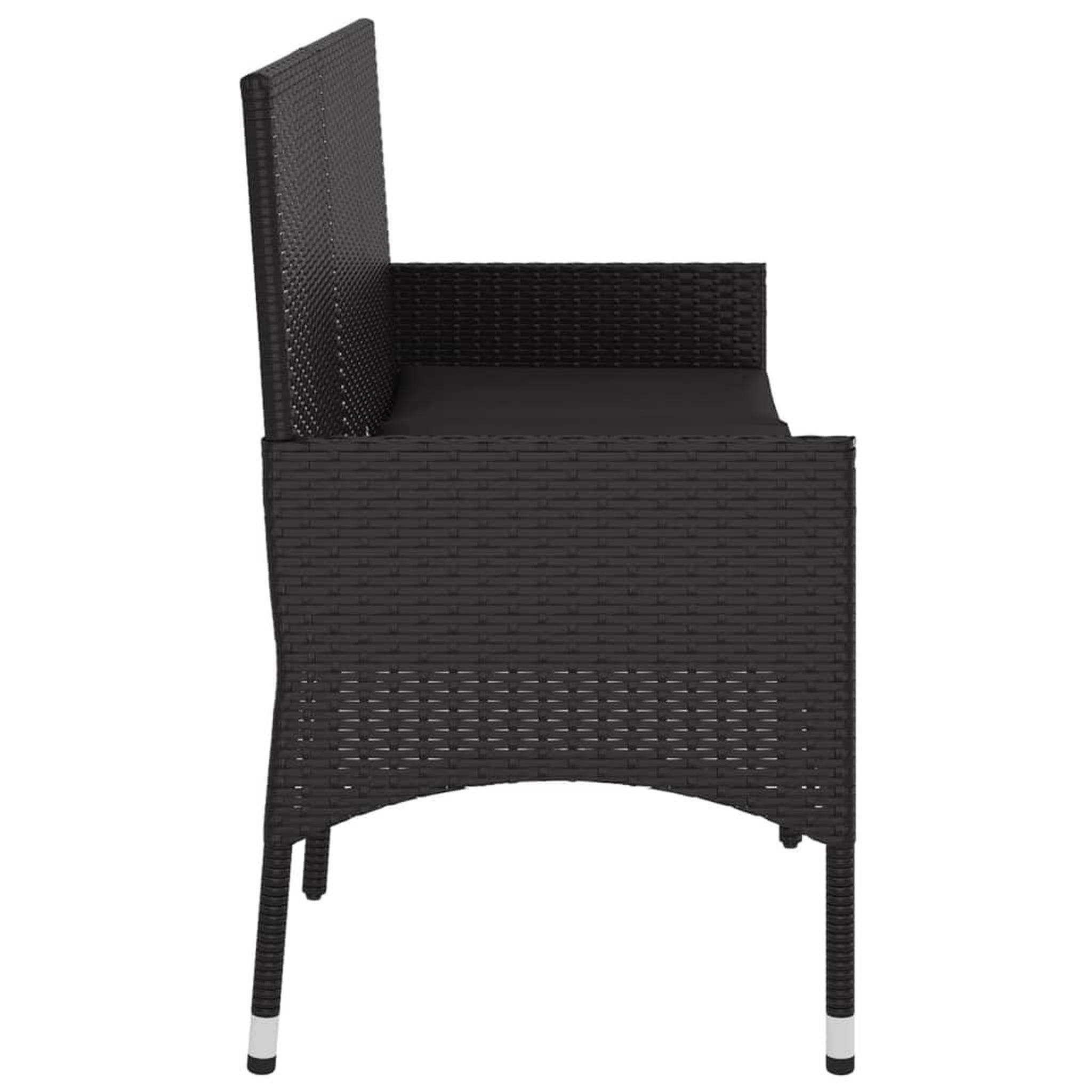 Voir la diapositive 5 : VIDAXL Banc de jardin a 3 places avec coussins Noir Resine tressee