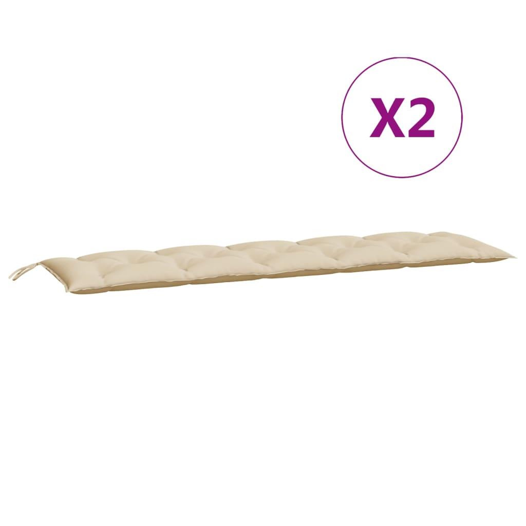 Voir la diapositive 5 : VIDAXL Coussins de banc jardin lot de 2 beige 180x50x7 cm tissu Oxford
