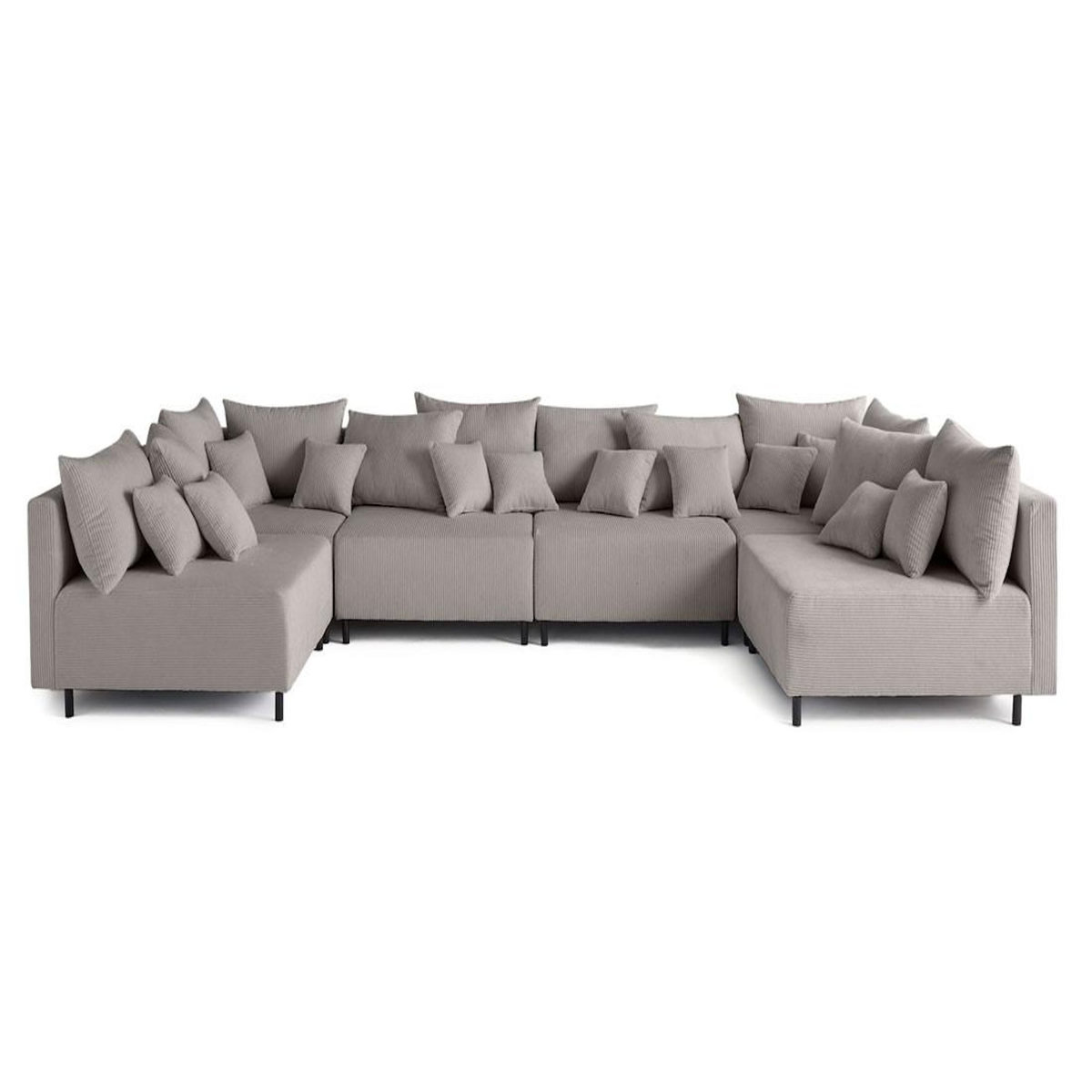 LISA DESIGN Edinburg - canapé modulable panoramique 6 places - en velours côtelé