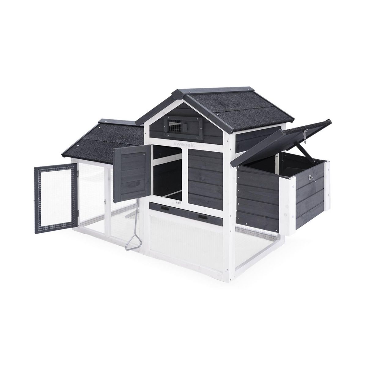 SWEEEK Poulailler en bois GALINETTE, 3 poules, cage à poule avec enclos