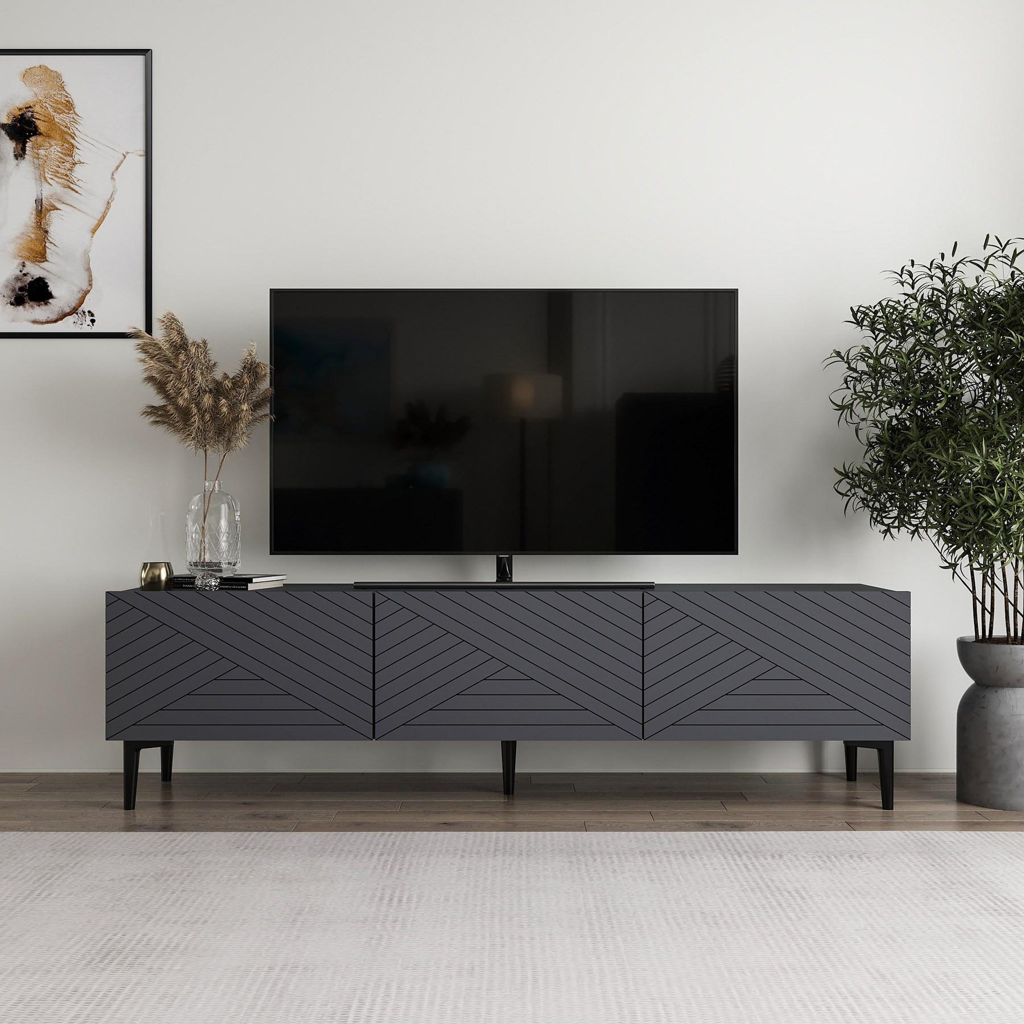 Voir la diapositive 2 : Habitat et Jardin Meuble tv en bois  felix  160 x 31,4 x 44,1 cm - anthracite