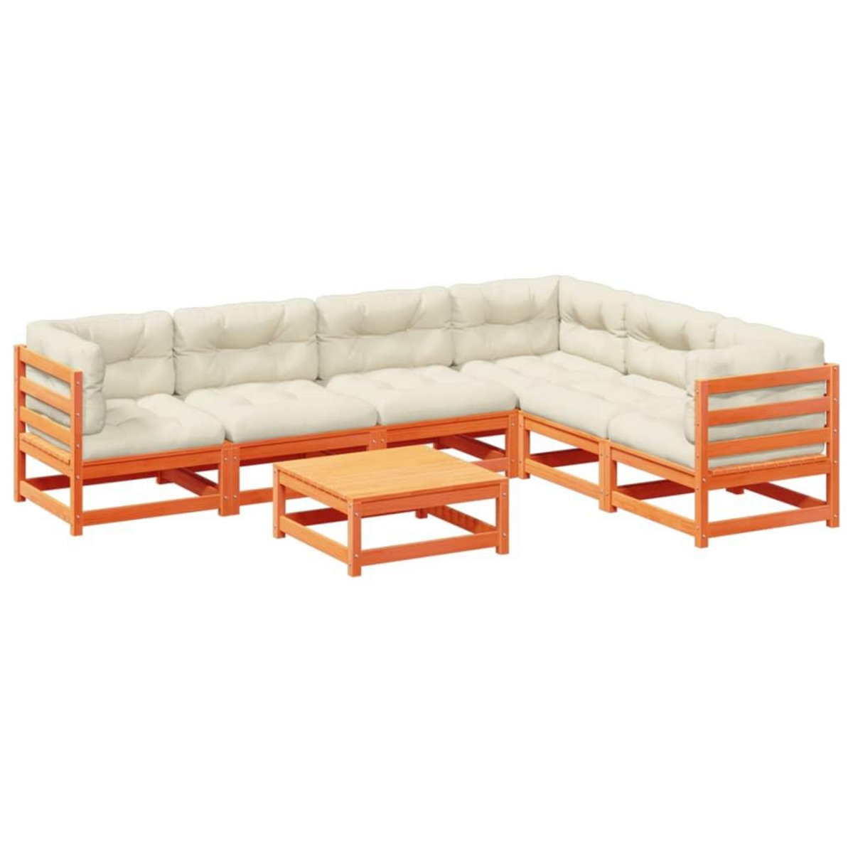 VIDAXL Salon de jardin 7 pcs avec coussins cire marron bois pin massif