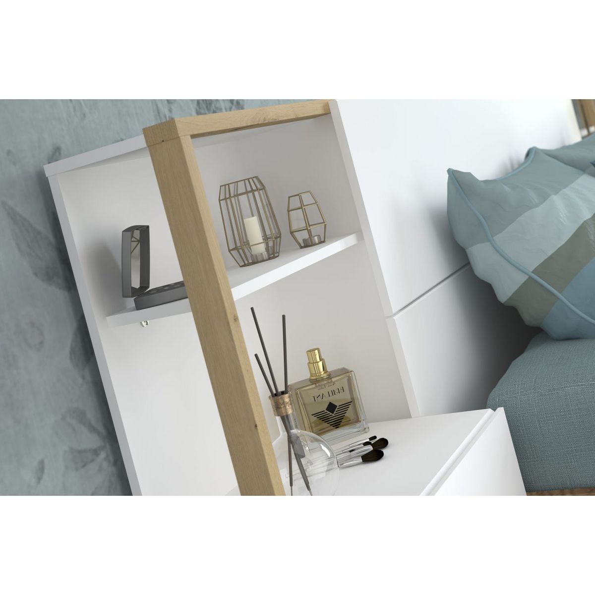 Tête de lit pour lit 140 ou 160 cm avec rangements PAM