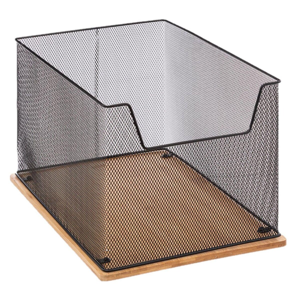 FIVE Rangement de bureau en métal et bambou HAVI - Noir