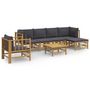 Voir la diapositive 2 : VIDAXL Salon de jardin 7 pcs avec coussins gris fonce bambou