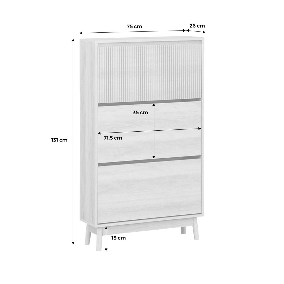 SWEEEK Meuble à chaussures scandinave décor bois clair 3 portes abattantes capacité 18 paires de chaussures