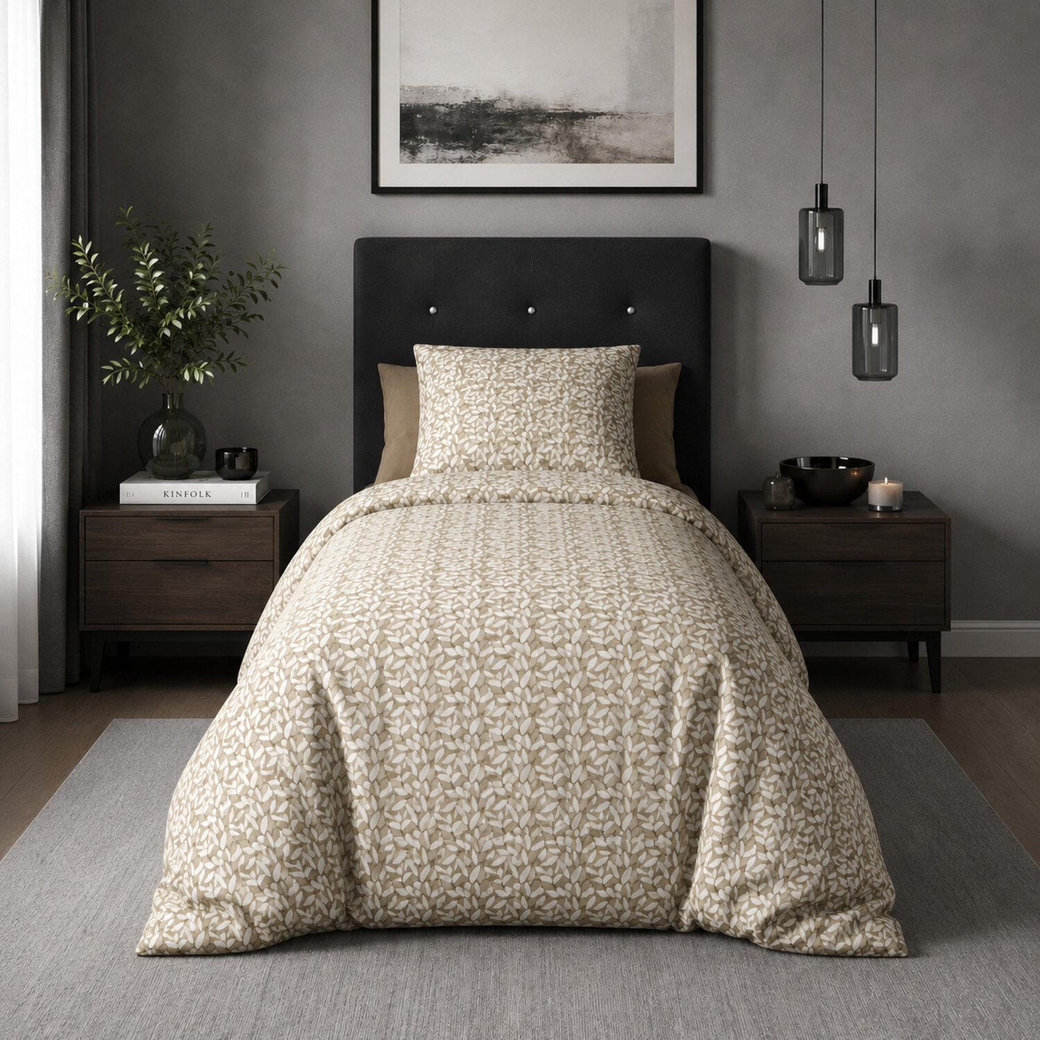 Voir la diapositive 1 : Les Ateliers du Linge Parure housse de couette 100%polyester 60gsm, carmel