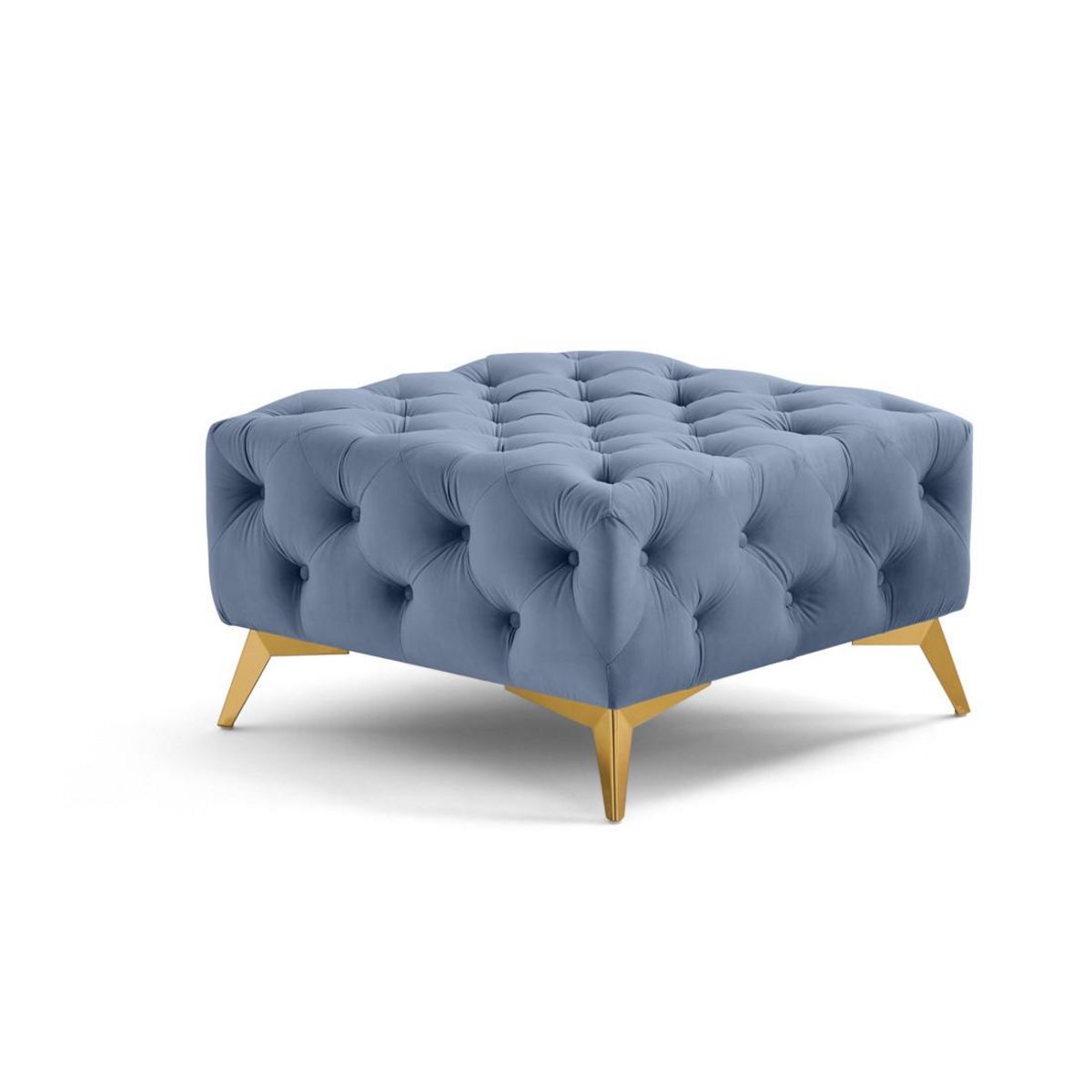 LISA DESIGN Camden - pouf chesterfield en velours - pieds en métal doré