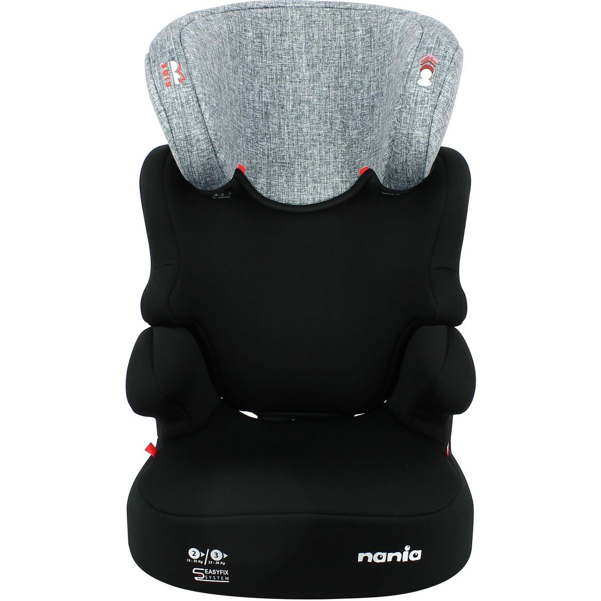 NANIA Rehausseur enfant Easyfix BEFIX groupe 2/3 (15-36kg) avec porte gobelet - fabrication française - Silver