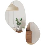 HOMCOM Lot de 2 miroirs organiques à suspendre L.46 x H.70 cm et L.31 x H.49 cm cadre métal noir