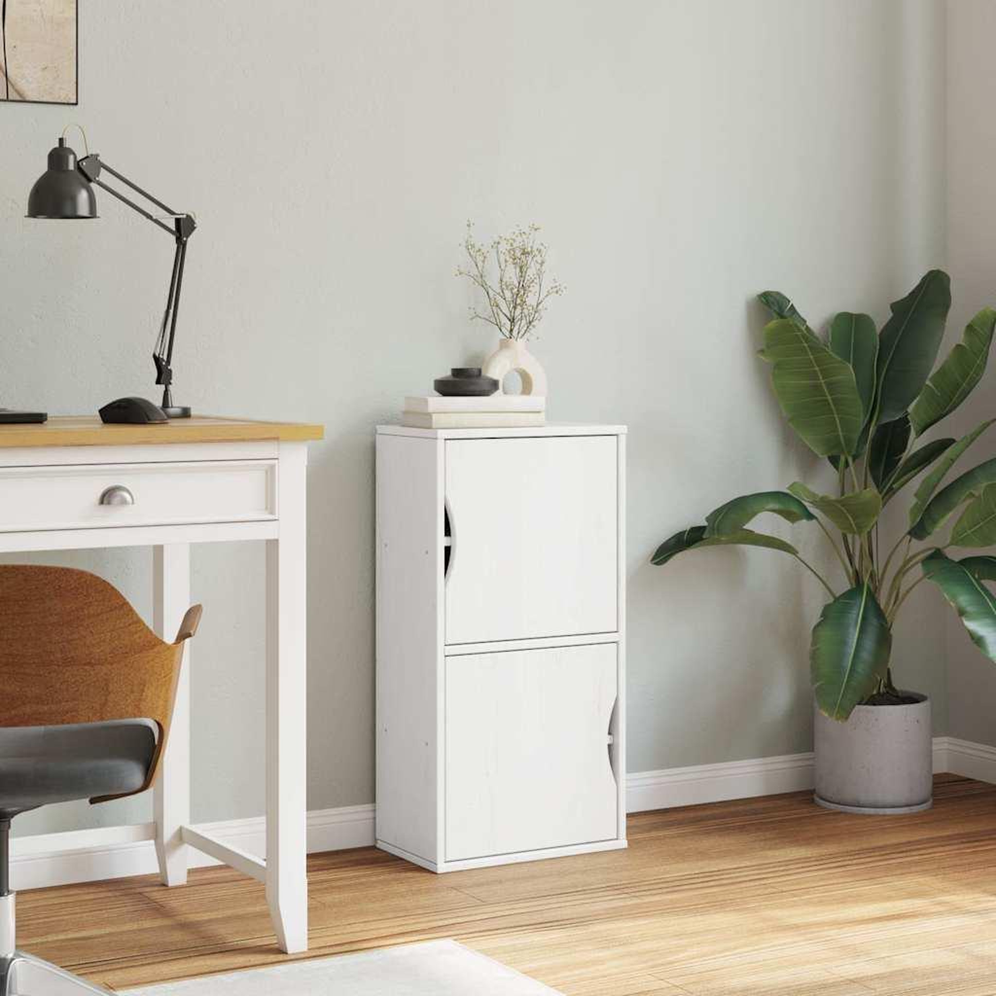 Voir la diapositive 4 : VIDAXL Armoire laterale ODDA blanc 40x24x79 cm bois massif pin