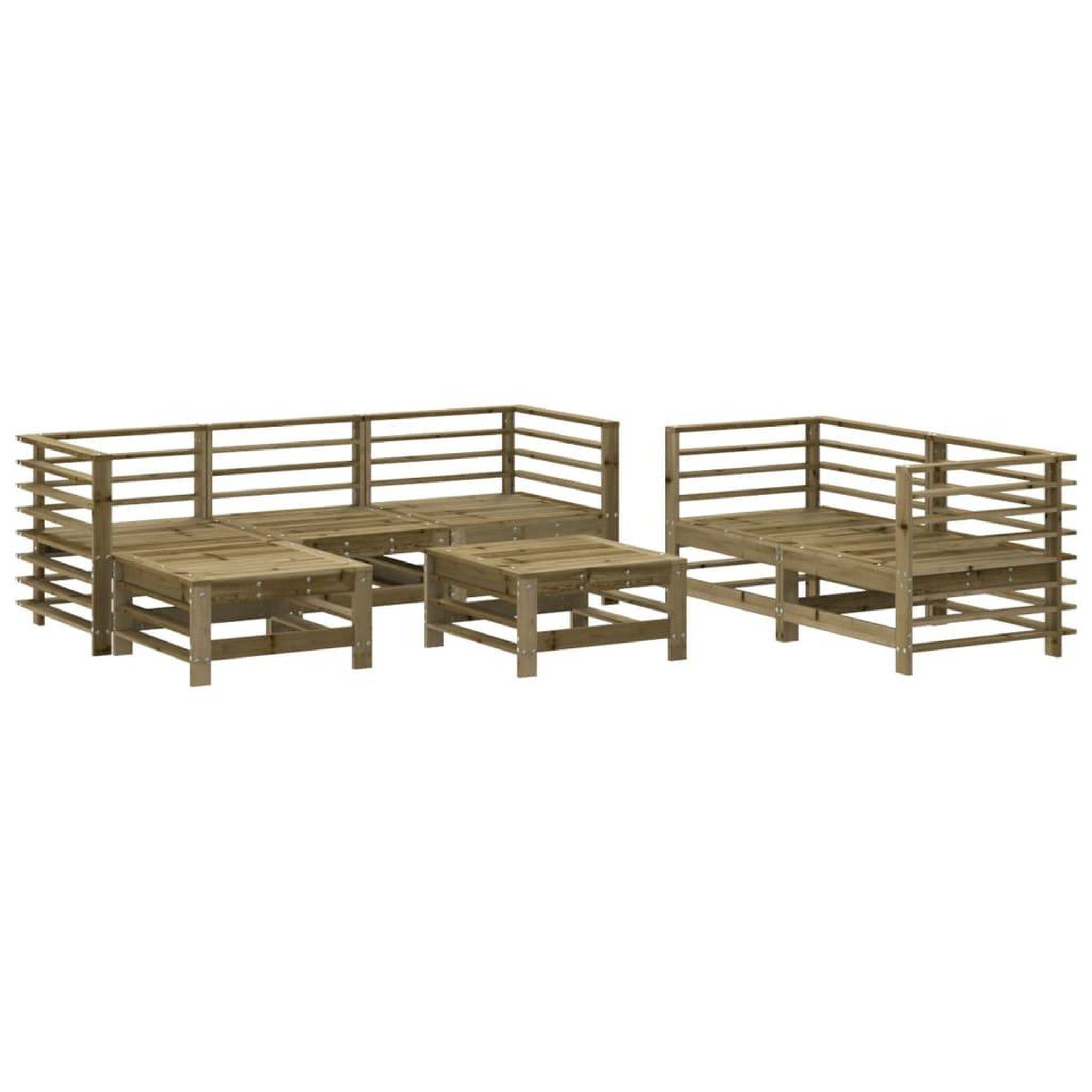 Voir la diapositive 2 : VIDAXL Salon de jardin 7 pcs bois de pin impregne