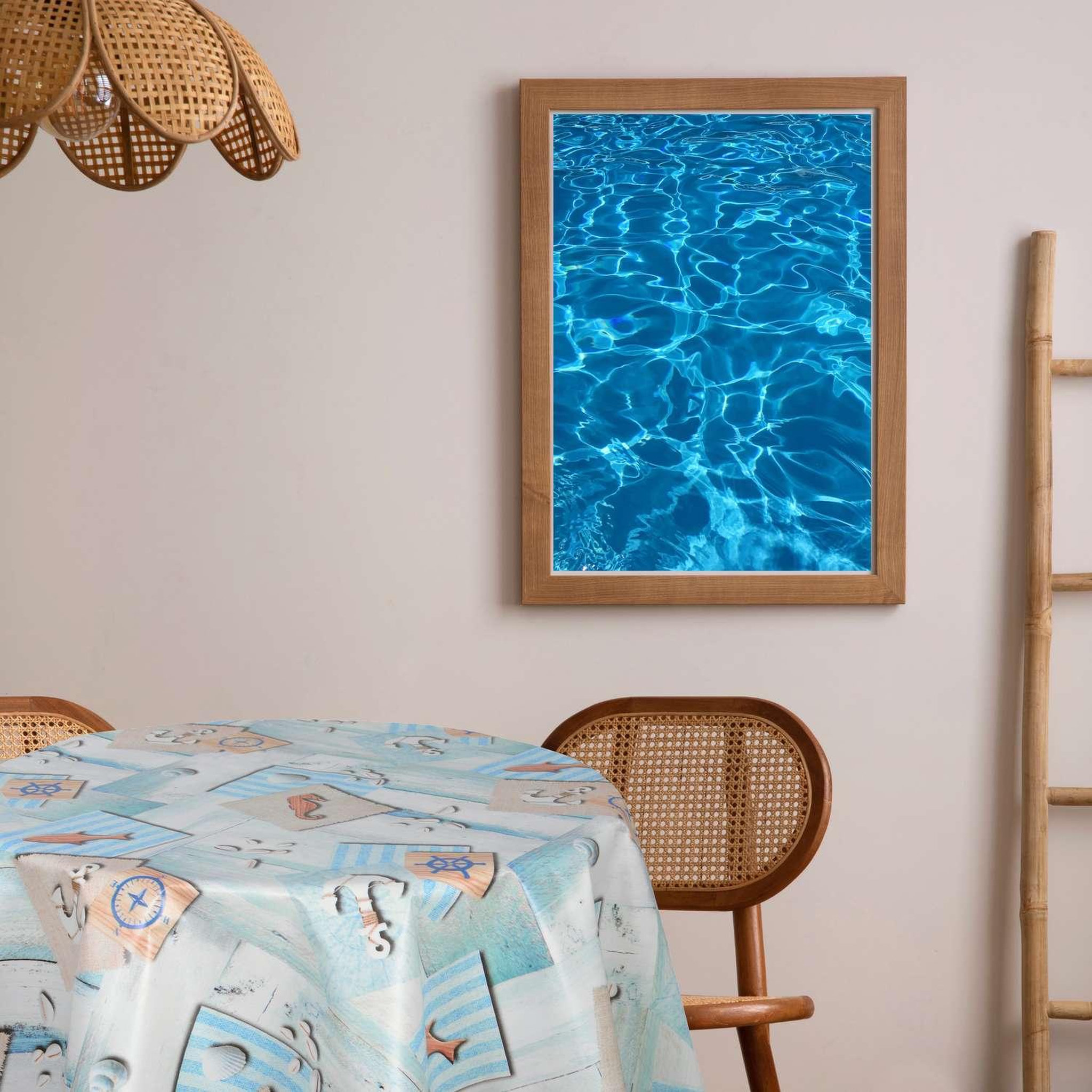 Voir la diapositive 2 : HABITABLE Nappe en toile cirée ronde hypo - diam. 135 cm - bleu