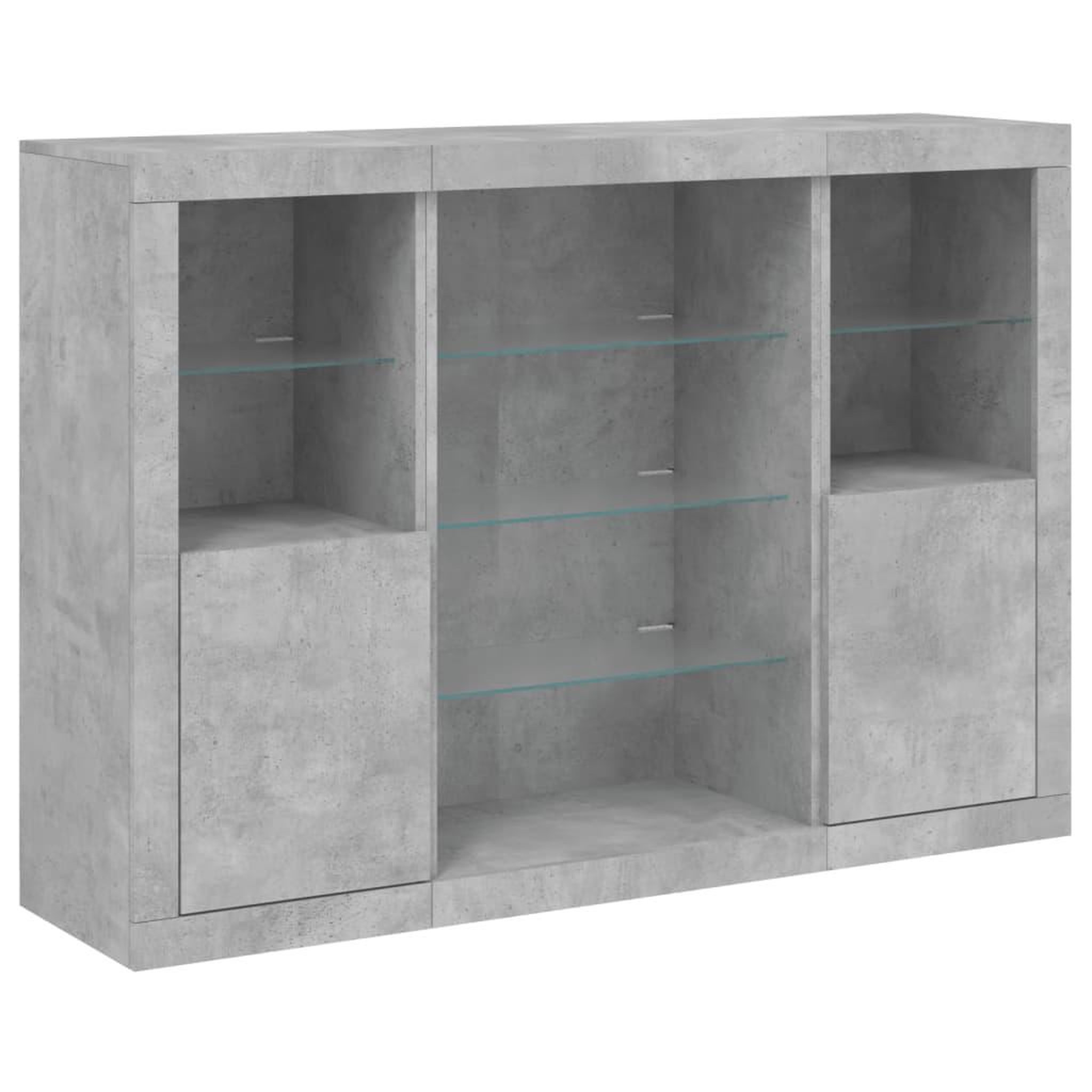 Voir la diapositive 5 : VIDAXL Buffets avec lumieres LED 3 pcs gris beton bois d'ingenierie