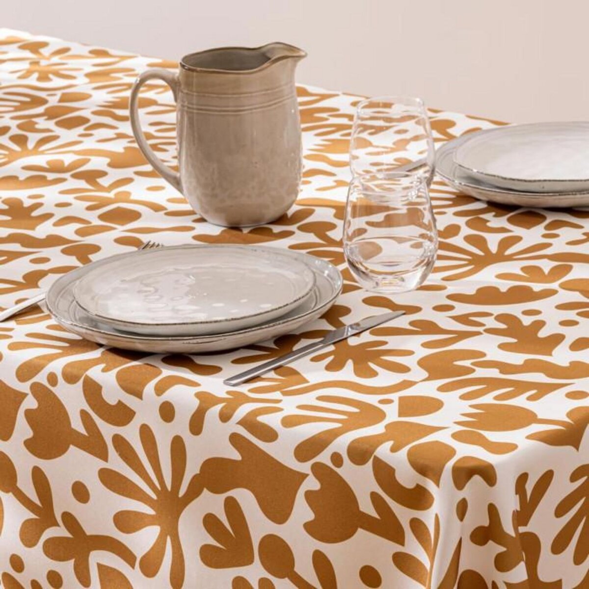 ATMOSPHERA Nappe Antitache Imprimé  Jolan  140x240cm Ocre