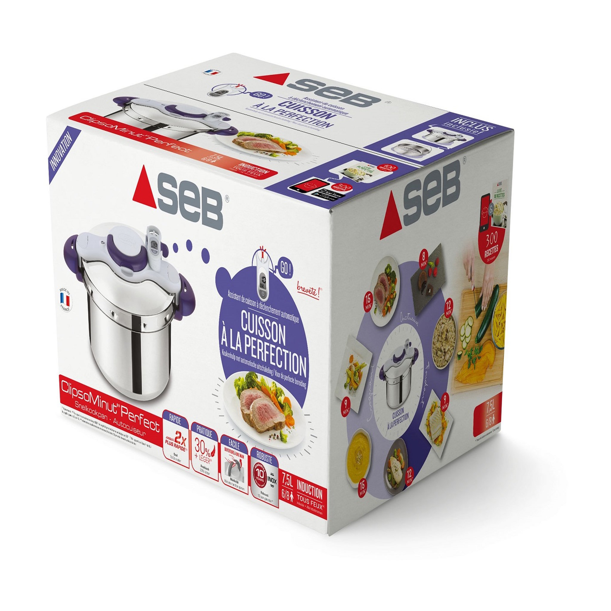 Voir la diapositive 3 : SEB Cocotte-minute CLIPSO MINUT PERFECT VIOLET 6L