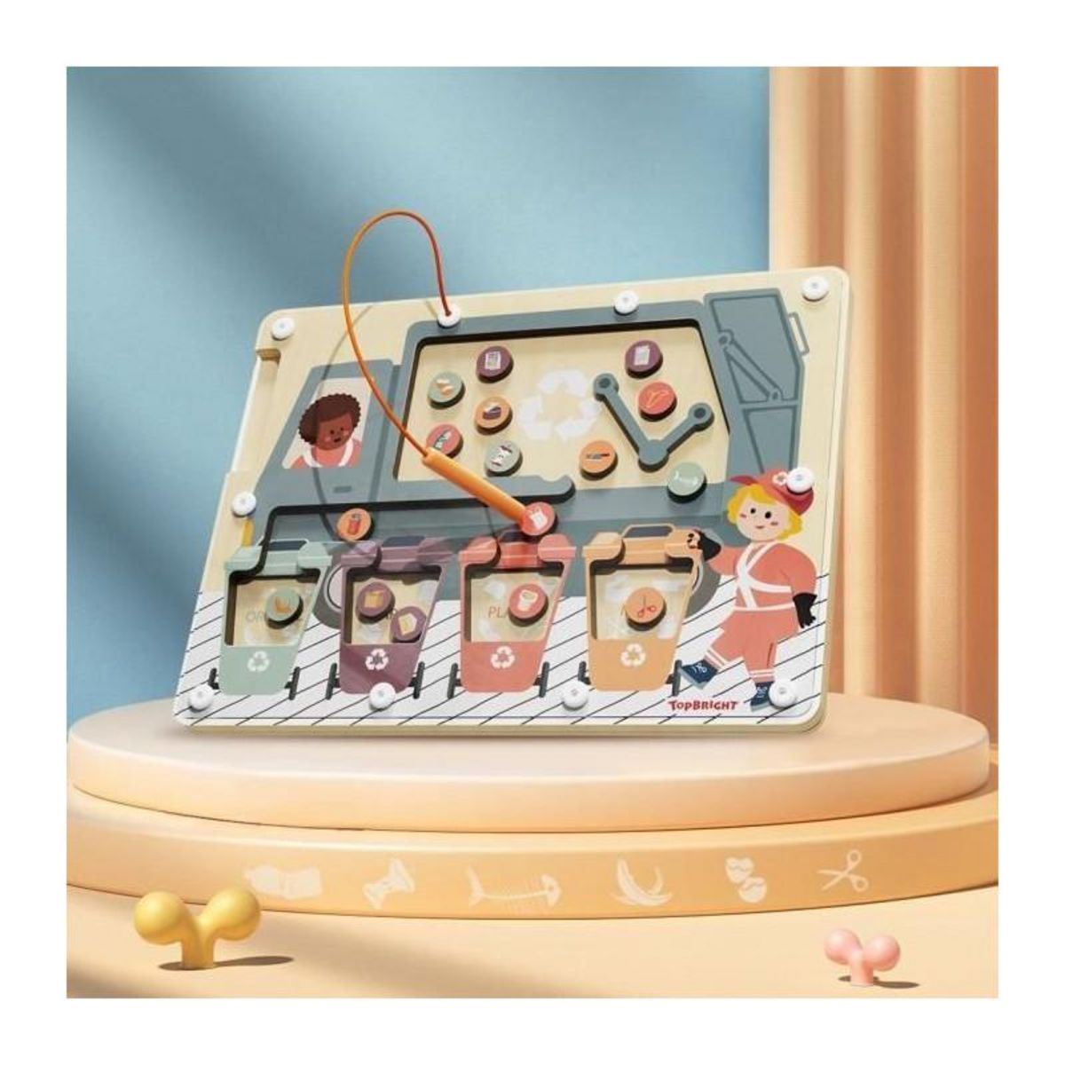 TOPBRIGHT Trieur de Déchets - TOP BRIGHT - Labyrinthe Magnétique - Tri des Déchets - Métal - Papier - Plastique