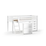 Vipack Lit Mi-Hauteur Scott Un Bureau  Commode 4 Tiroirs Blanc