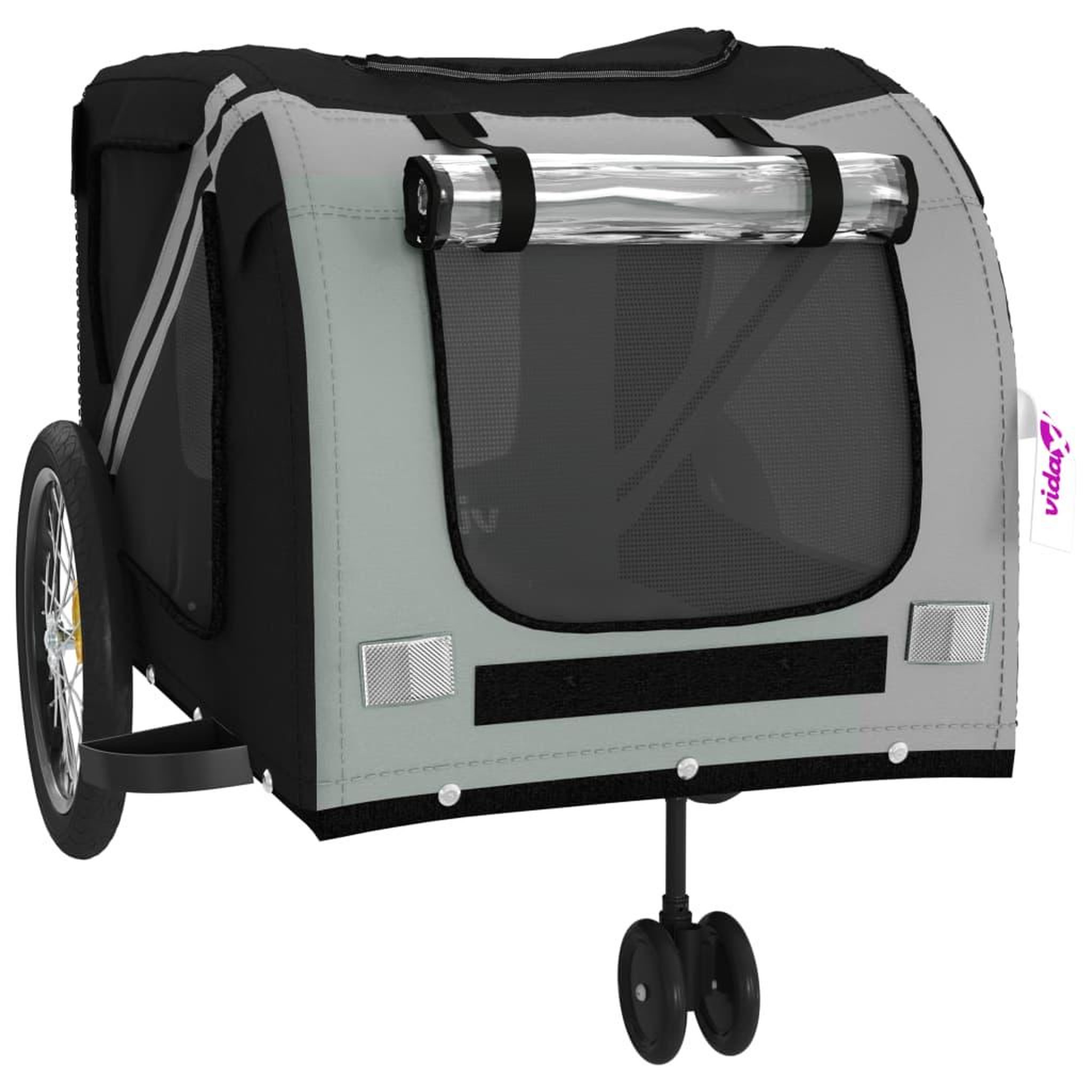 Voir la diapositive 5 : VIDAXL Remorque de velo pour animaux de compagnie gris et noir