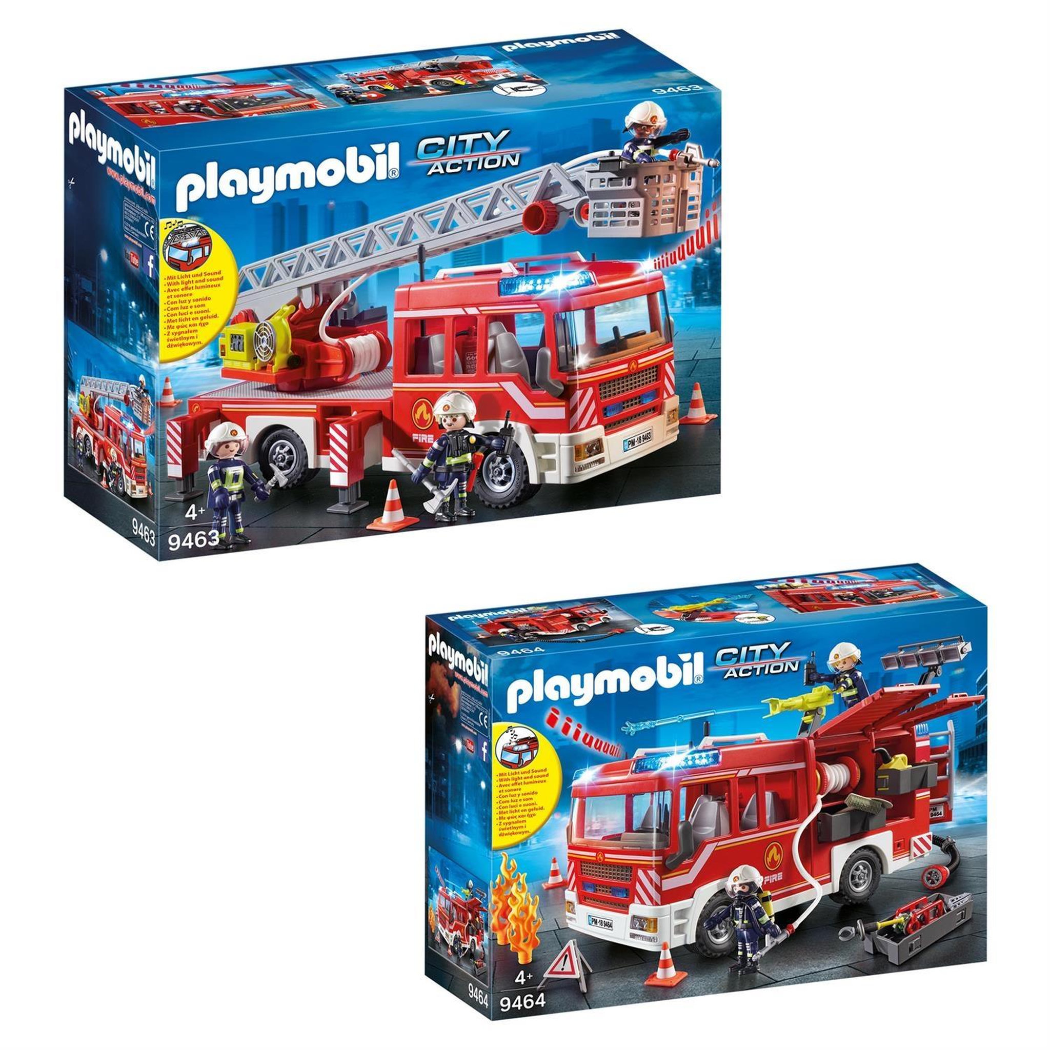 PLAYMOBIL City Action - Set de 2 Boîtes Playmobil sur le thème des pompiers