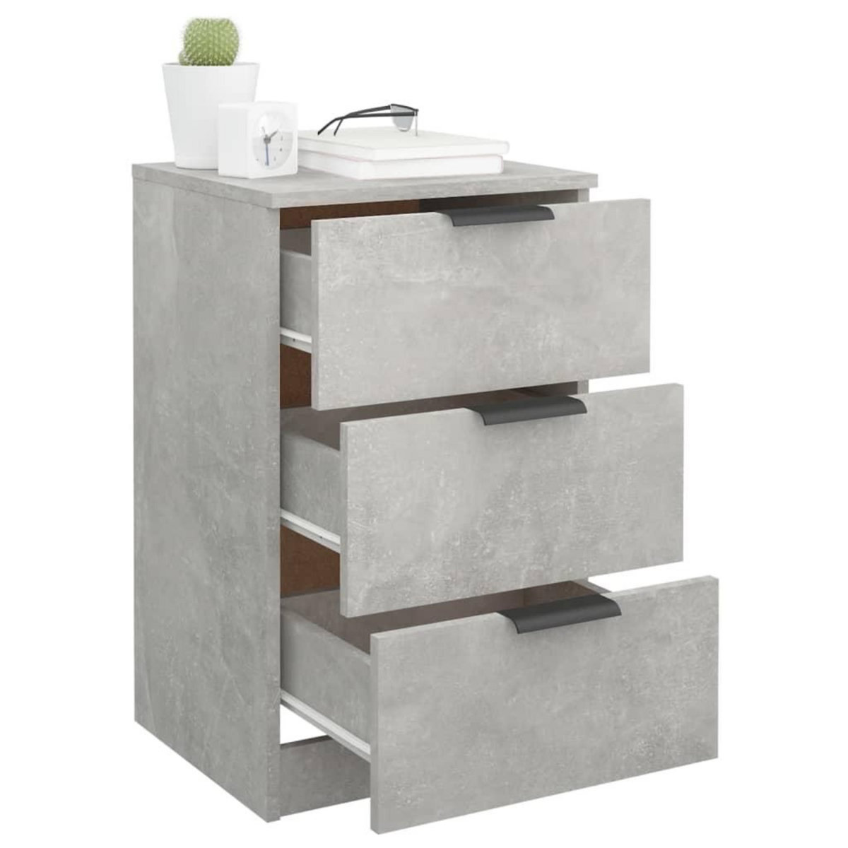 VIDAXL Tables de chevet 2 pcs Gris beton 40x36x65 cm